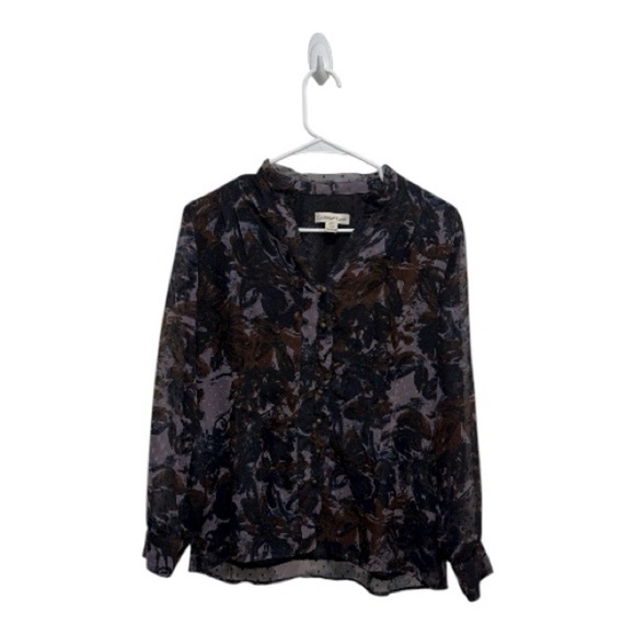 Coldwater Creek Sheer Floral Button Front Blouse Long Sleeve Women’s MP 10-12 - Picture 9 of 9